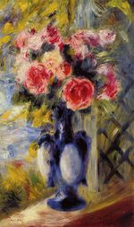 Bouquet of roses in a blue vase 1892